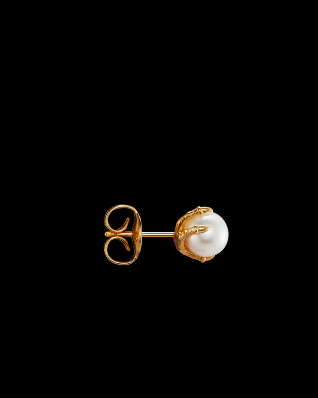 Maria Nilsdotter Earring Tiny Claw Pearl Ear Stud Gold ONESIZE