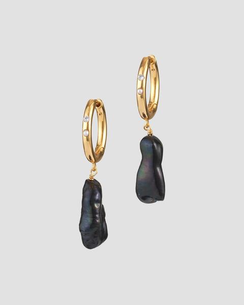 Earring Diamonds and Pearls Black 1