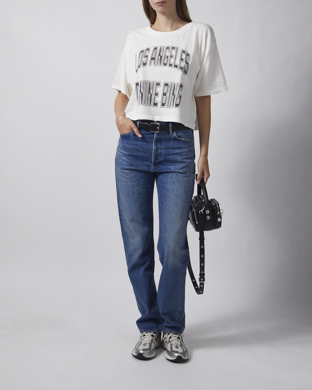 Anine Bing T-skjorte Johnny Cropped Ecru XS