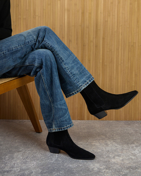 Ankelstøvletter Agata Cow Suede Leather Black 2