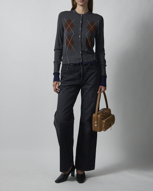 Acne Studios Cardigan Double-Layered Argyle Mørkegrå M