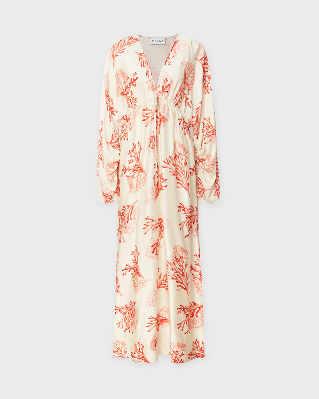 Malina Dress Kimberly V-neck Satin Maxi Red S