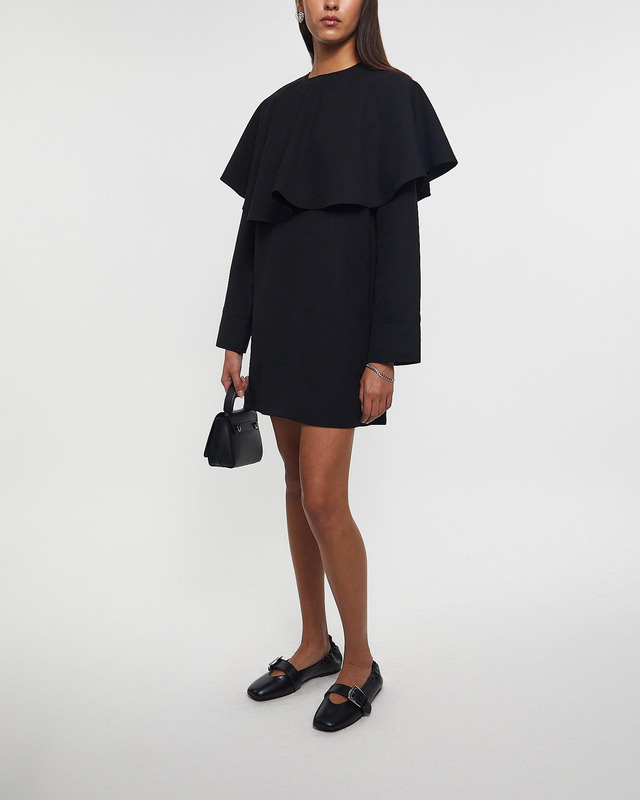 Ganni Dress Light Twill Suiting Collar Mini Black 40