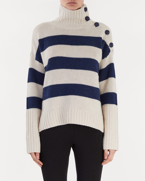 Sweater Alma Stripe Cashmere Vit 1