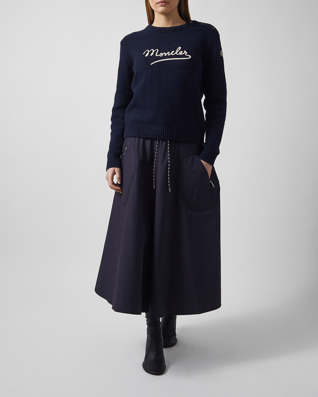 Moncler Skirt Midi Drawstring  Navy L