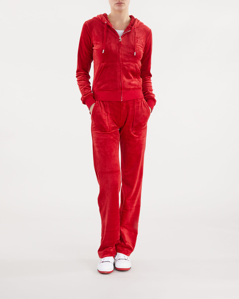 Hoodie Classic Velour Zip Red 2