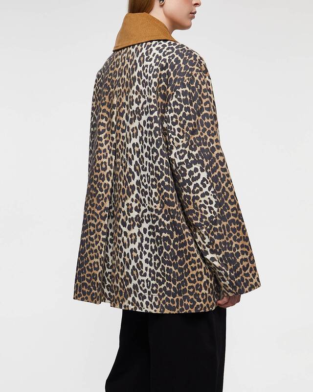 Ganni Jacket Printed Canvas Midi  Almond S-M