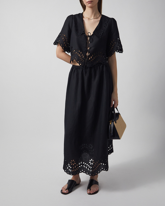 Malina Skirt Chara Maxi  Broderie Anglais Black 40