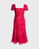 Self-Portrait Dress Red Floral Lace Midi Red UK 8 (EUR 36)