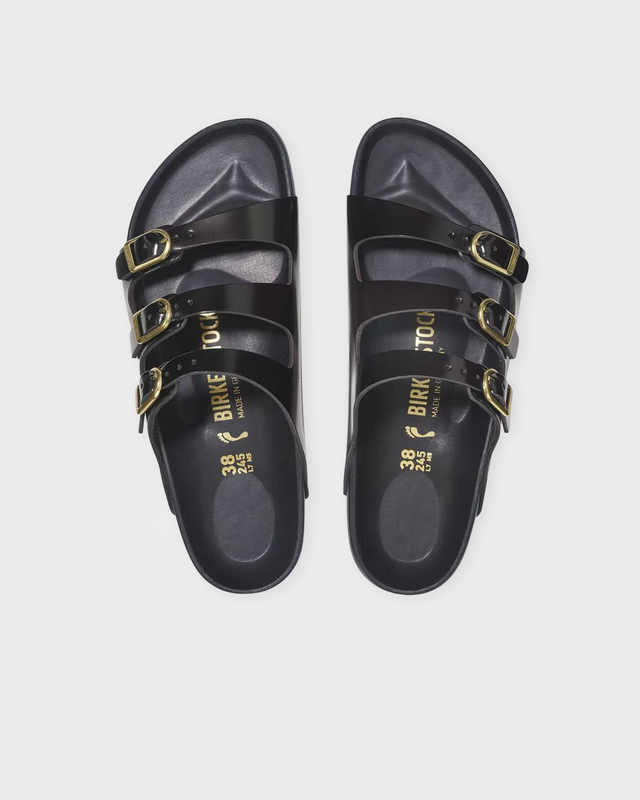 Birkenstock Sandals Florida D-Buckle High Shine  Black EUR 36