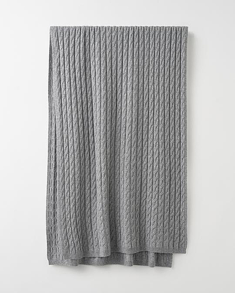 Cashmere Scarf Cable Knit Grey melange 1