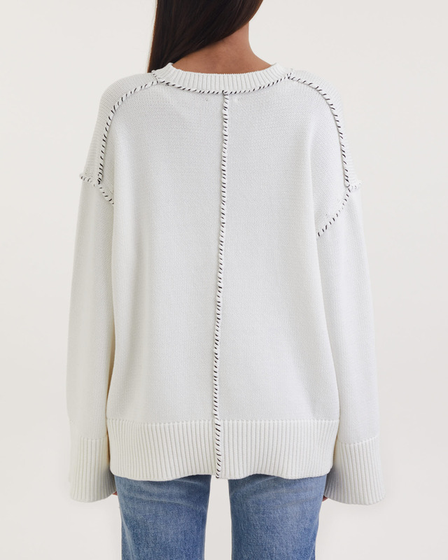 Dagmar Sweater Stitched Crewneck Vit S