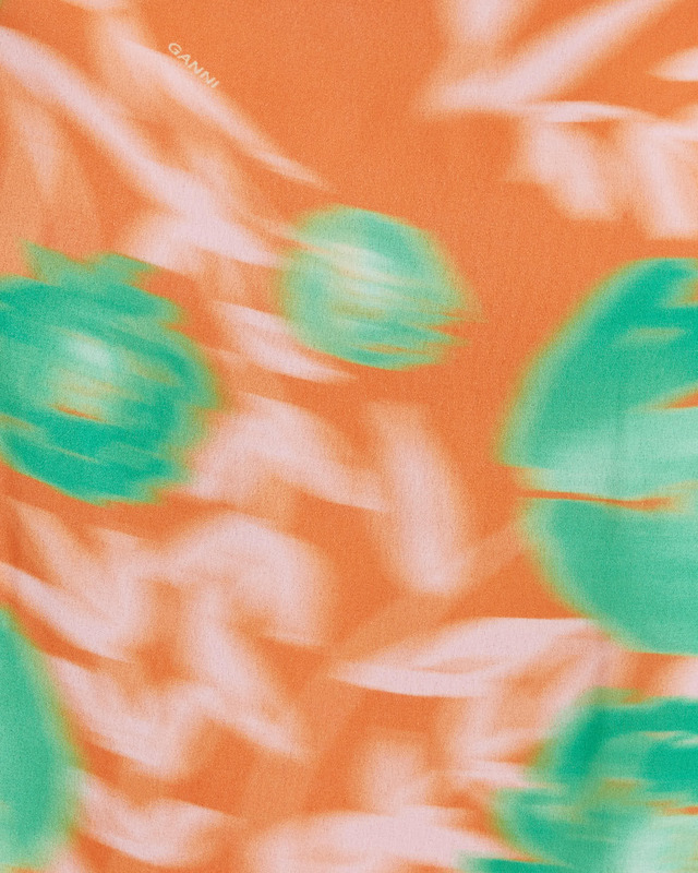 Ganni Klänning Printed Light Crepe Slip  Orange 34