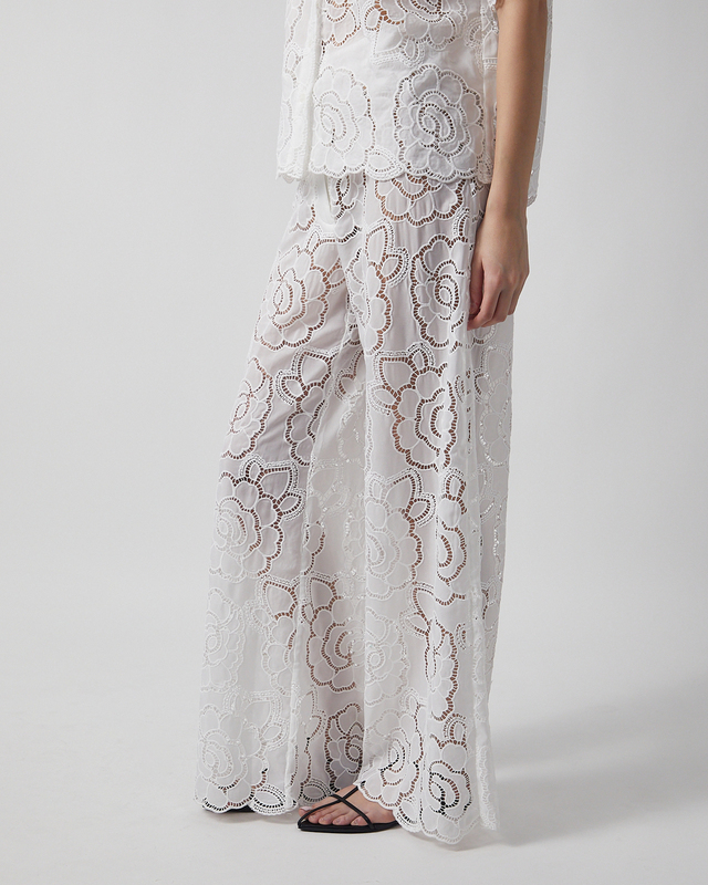 Malina Trousers Stacey Wide Lace White 42