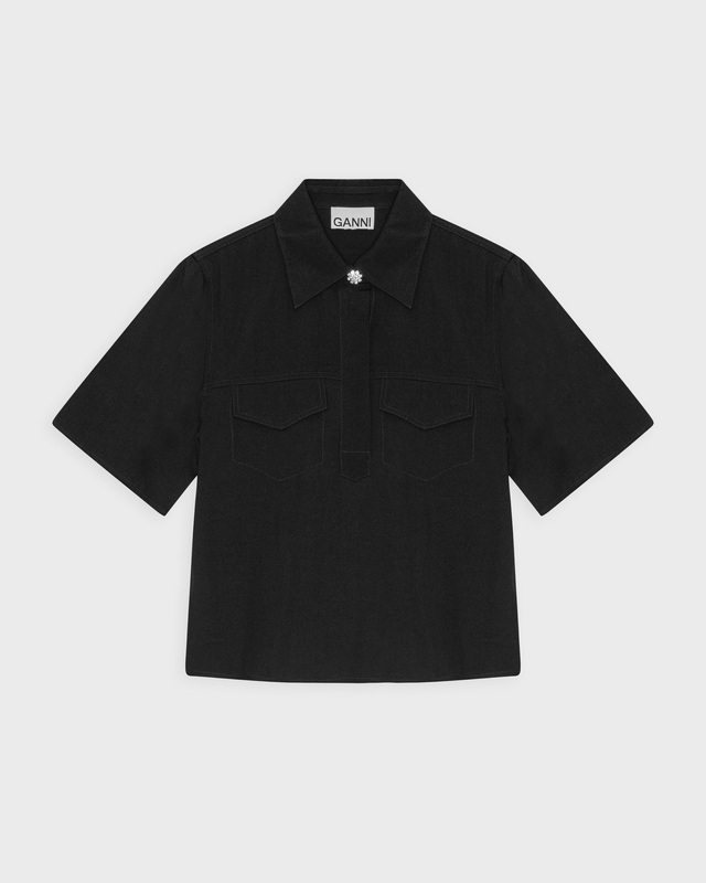 Ganni Shirt Viscose Twill Black 34