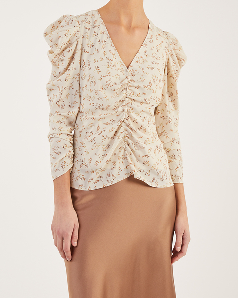 Blouse Printed Puff Sleeve White 1