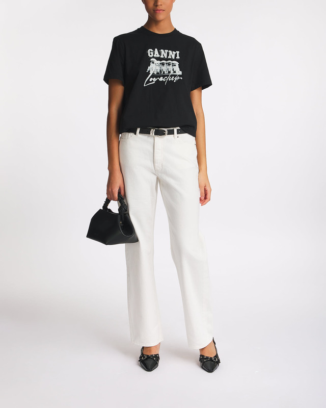 GANNI T-Shirt Thin Jersey Puppy Love Svart S