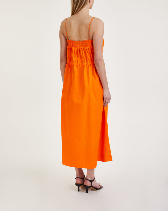 Ganni Klänning Cotton Poplin Maxi Strap Orange 42