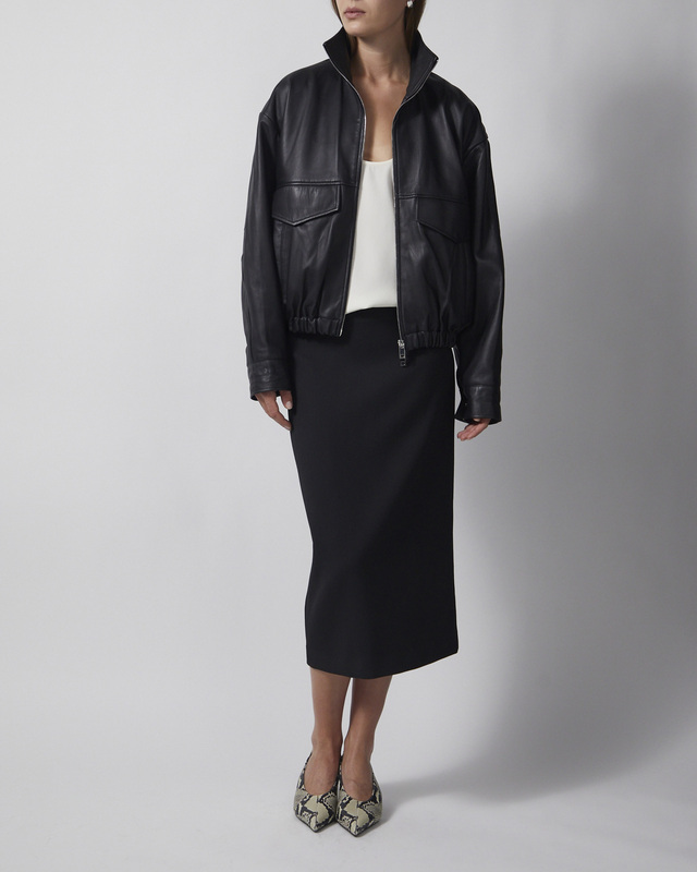 Wakakuu Icons Jacket Leather Funnel Neck Black L
