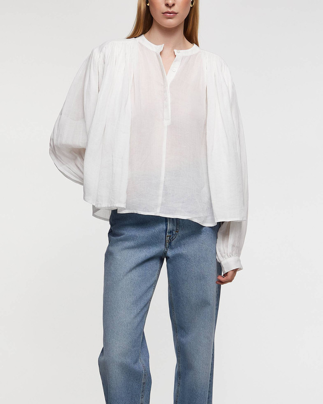 RÓHE Topp Pleated Ramie White 34