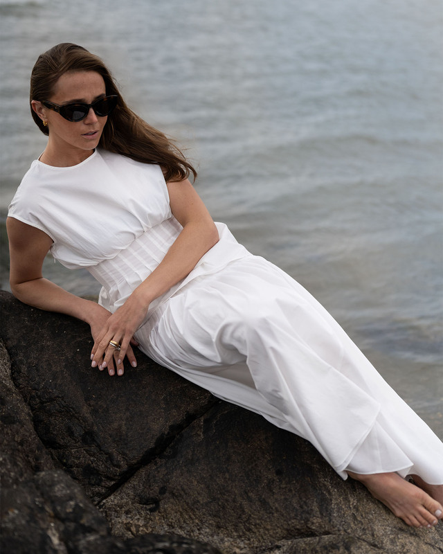 Wakakuu Icons Top Dover Pleated  White S