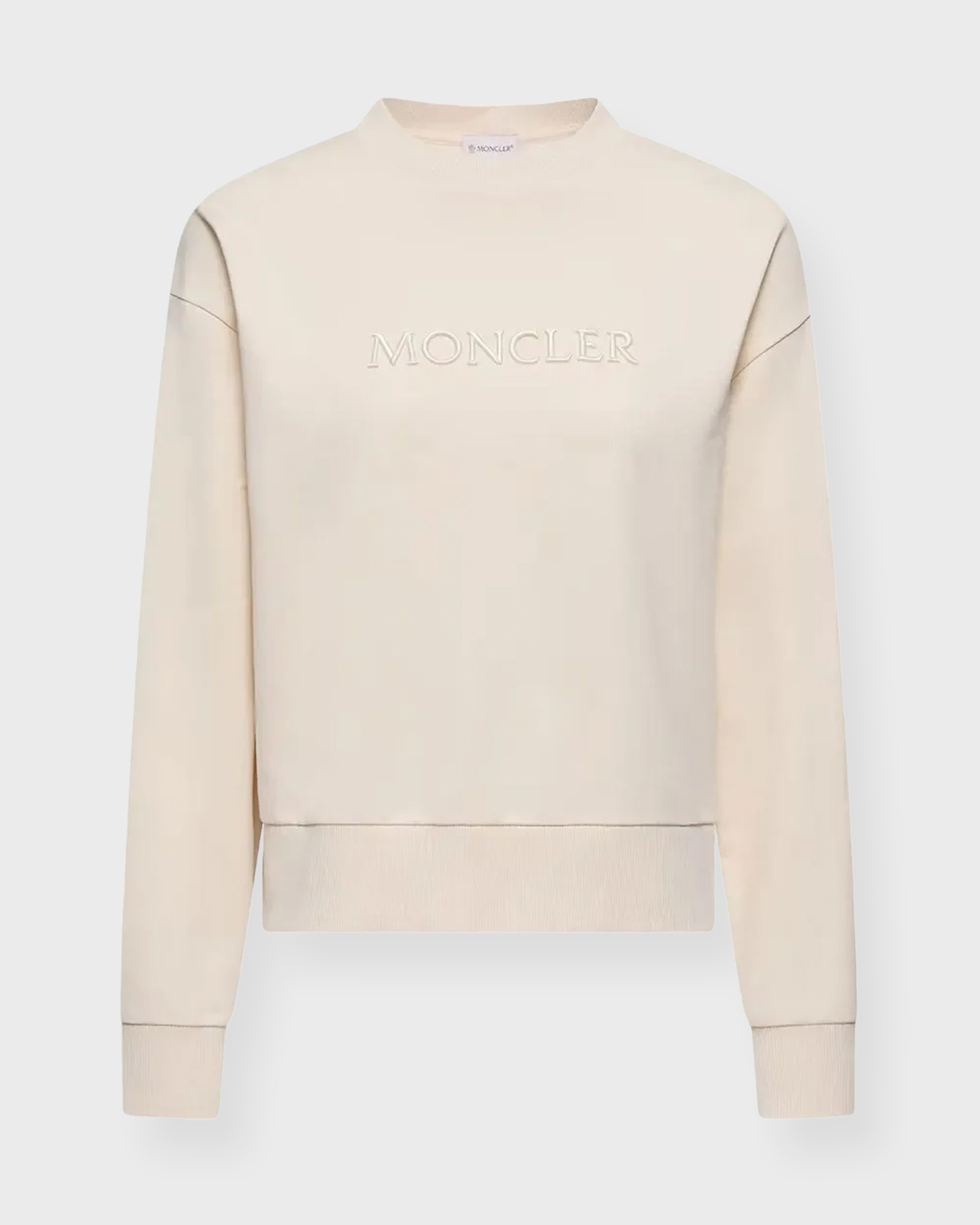 Moncler Women's Natural Sweatshirt Embroidered Logo Cotton S