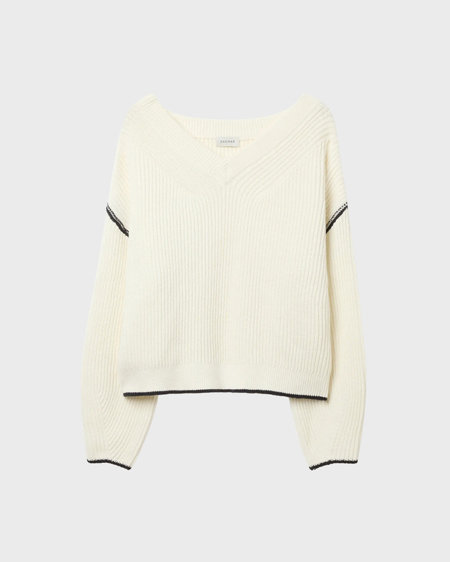 Dagmar Sweater Relaxed V-Neck Knit White M
