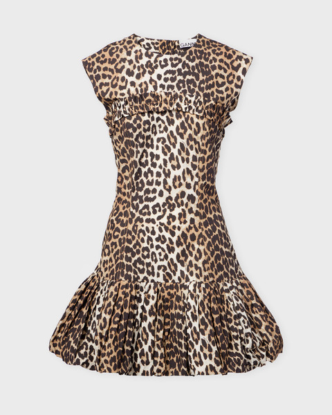 Klänning Cotton Poplin Corset Mini Leopard 1