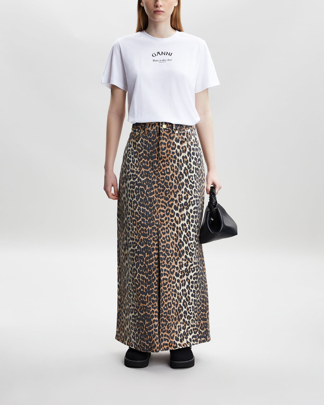 Ganni T-Shirt Thin Jersey Relaxed O-neck Vit M