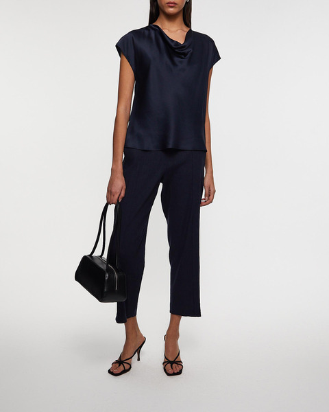 Blouse Silk Cowl-Neck Blue 2