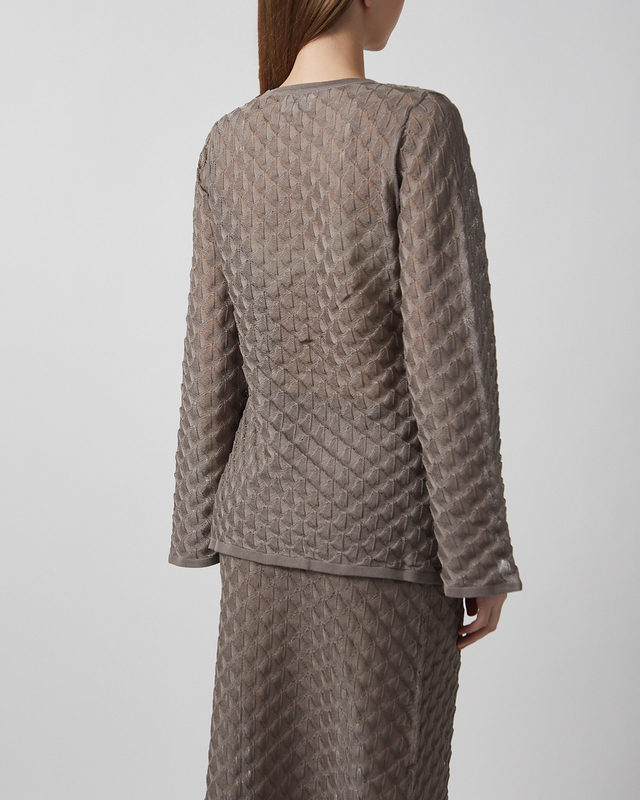 Malina Cardigan Ayla Pointelle Knitted Taupe XS