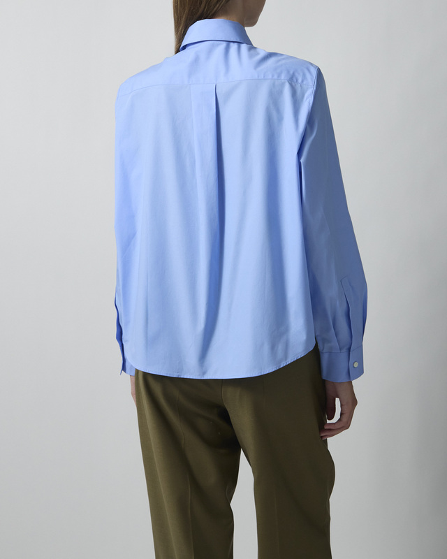 Dagmar Skjorte Cropped Asymmetric Collar Mid Blue 40