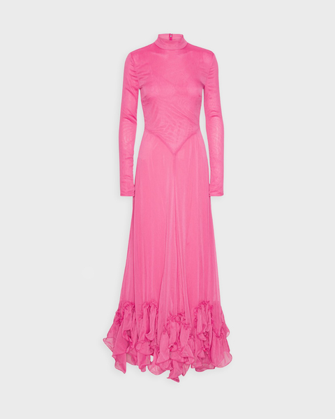 Dress Chiffon Maxi Ruffle Rosa 1