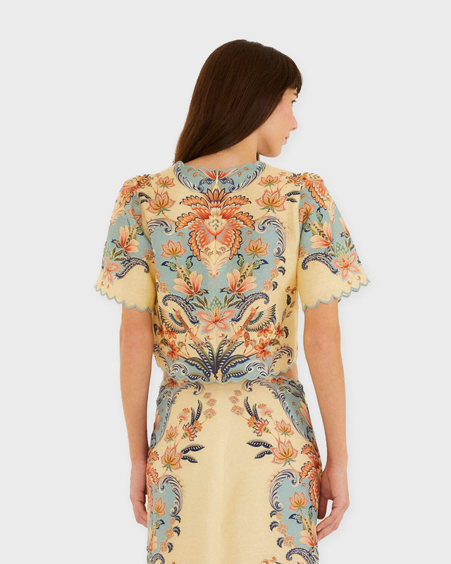 FARM Rio Top Boho Short Sleeve Light yellow L