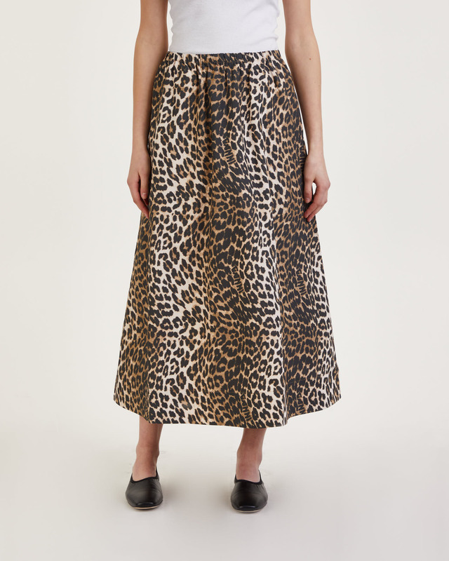 Ganni Skirt Printed Cotton Elasticated  Leopard 34