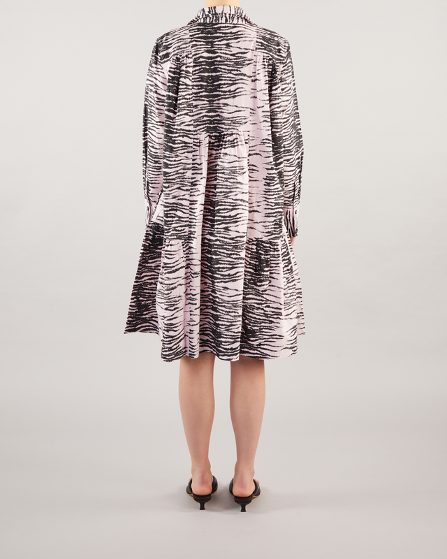 Ganni Printed Cotton Wide Shirt Dress Light purple 34