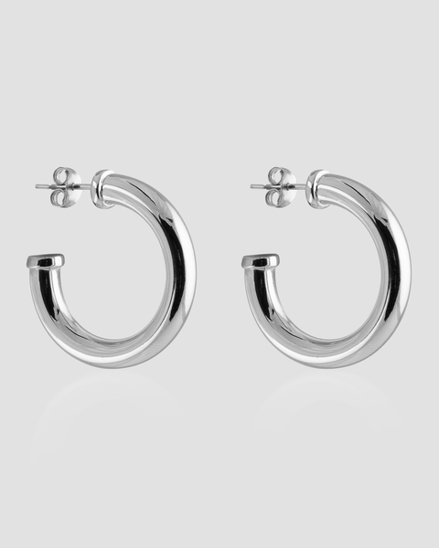 Earrings Plate Chunky Hoops M Silver ONESIZE 1