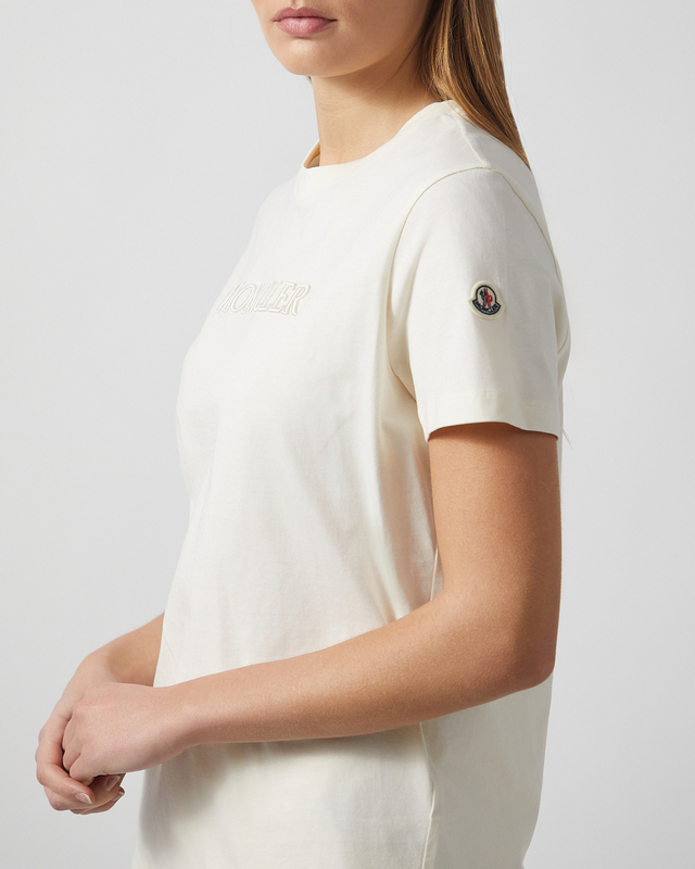 Moncler T-Shirt Embroidered Tonal Logo Cotton White M