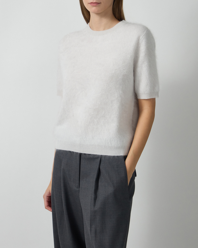 Soft Goat Trøje Brushed short sleeve Light gray XS