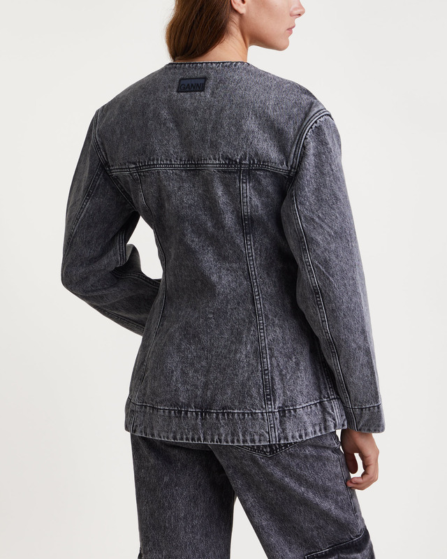 Ganni Kavaj Snow Washed Denim Fitted Washed black 38