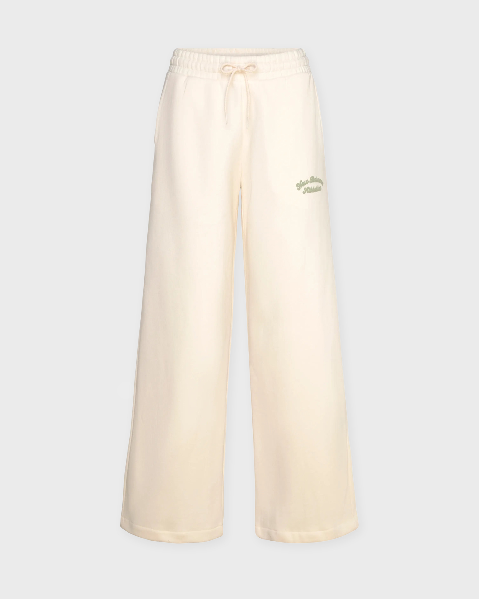 New Balance Women's White Trousers Linear Heritage Fleece Wide Leg S