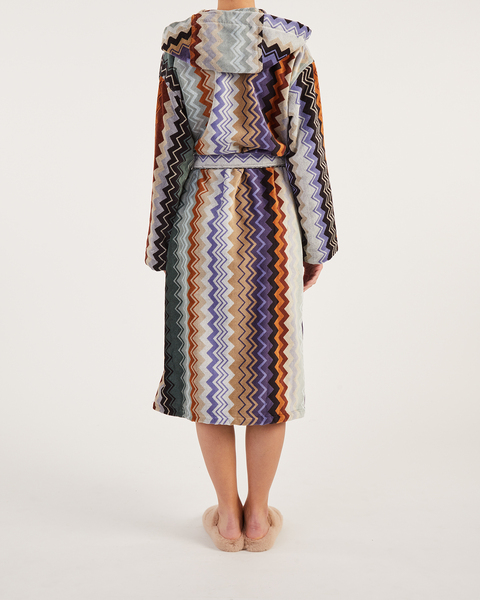 Adam Hooded Bathrobe 160  Brun/blå/grå 3 2