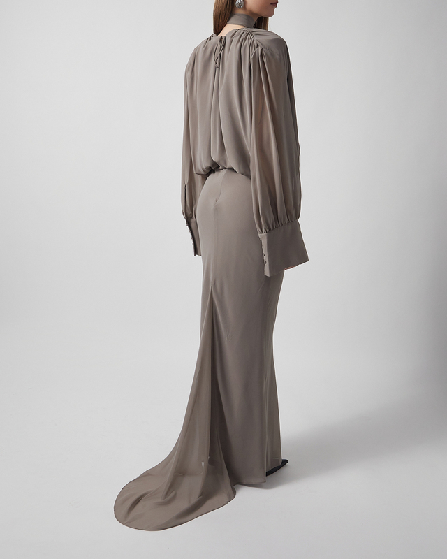 ROTATE Birger Christensen Klänning Chiffon Long-Sleeve Maxi 40