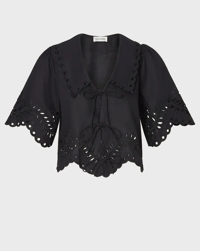 Malina Blouse Estela Broderie Anglais Black 38