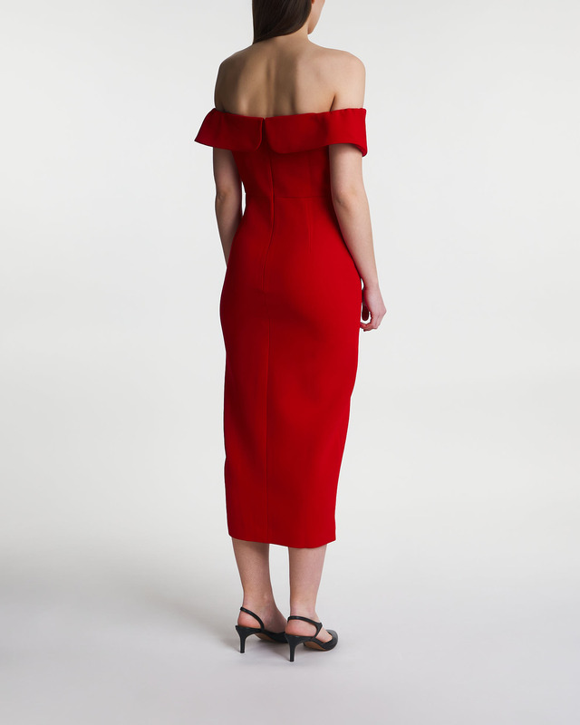 Self-Portrait Dress Crepe Bow Midi Red UK 8 (EUR 36)