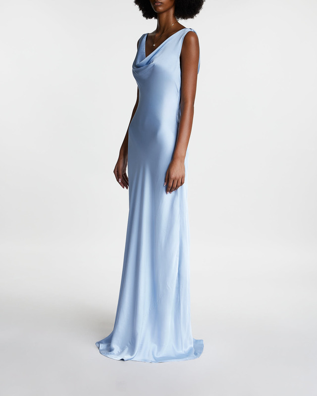 Malina Dress Leah Cowl Satin Maxi Ljusblå S