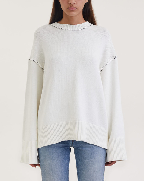 Sweater Stitched Crewneck White 1