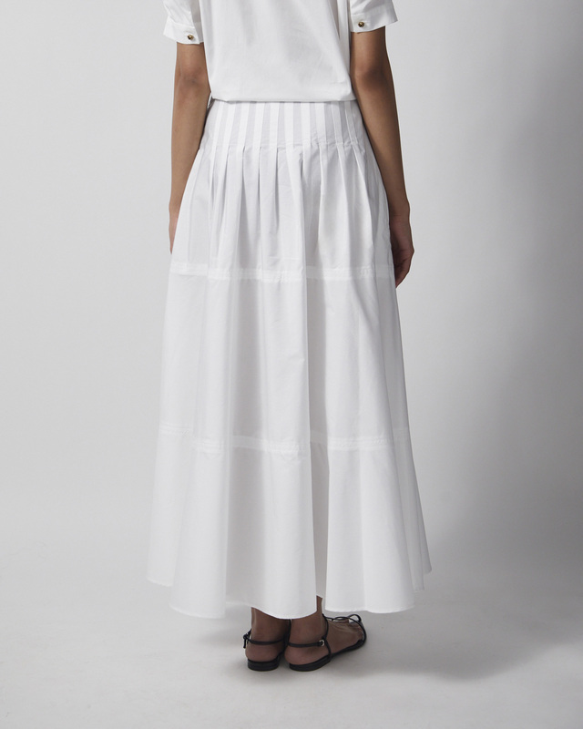 Max Mara Studio Nederdel Long Cotton Poplin White IT 44 (EUR M-L)