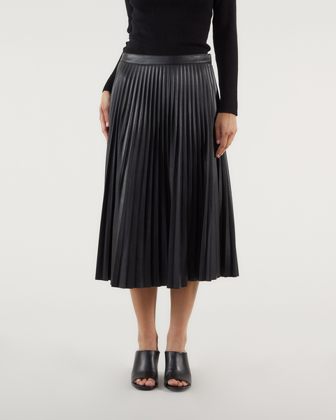 Skirt Faux Leather Pleated  Black 1