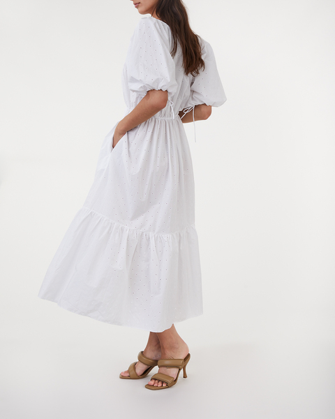 Dress Broderie Drawcord Midi White 2